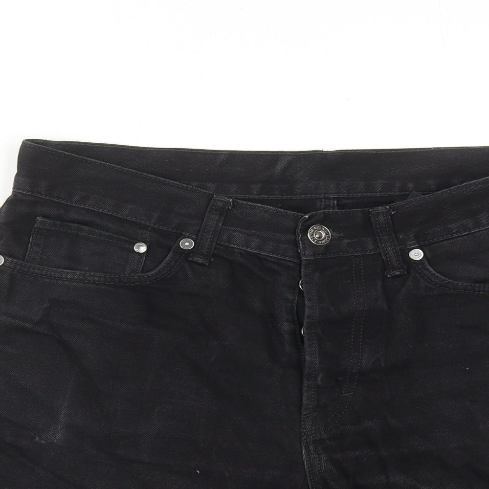 H&M Mens Black Cotton Bermuda Shorts Size 32 in Regular Button