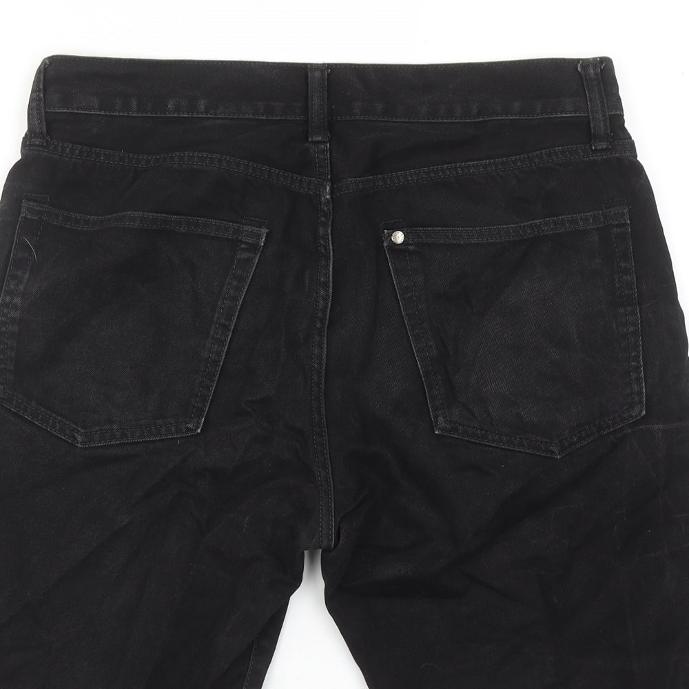H&M Mens Black Cotton Bermuda Shorts Size 32 in Regular Button