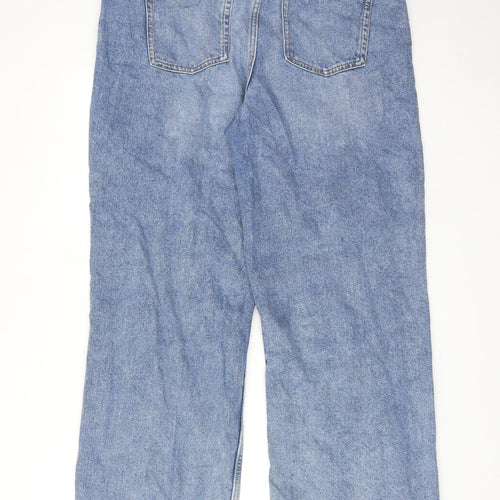 NEXT Womens Blue Cotton Wide-Leg Jeans Size 16 Regular Zip