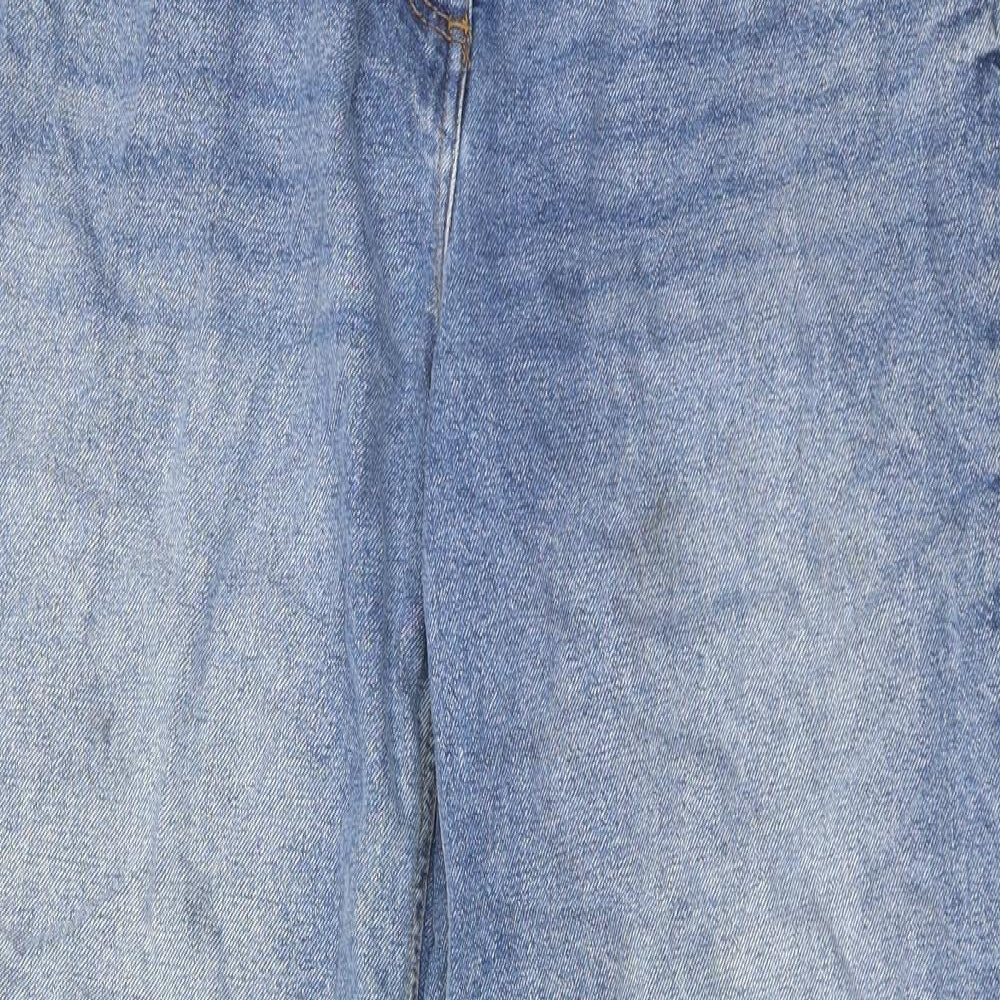 NEXT Womens Blue Cotton Wide-Leg Jeans Size 16 Regular Zip