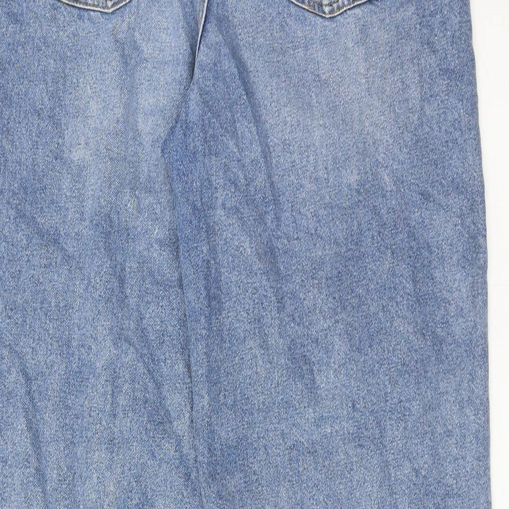 NEXT Womens Blue Cotton Wide-Leg Jeans Size 16 Regular Zip