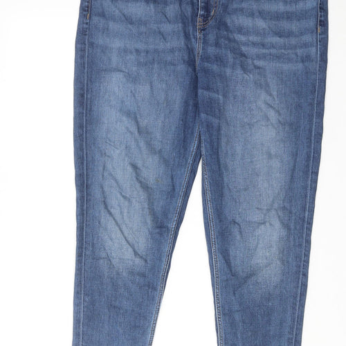 Marks and Spencer Womens Blue Cotton Skinny Jeans Size 16 Regular Zip