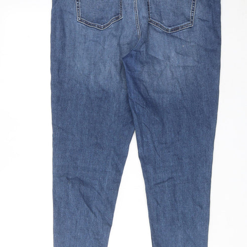 Marks and Spencer Womens Blue Cotton Skinny Jeans Size 16 Regular Zip