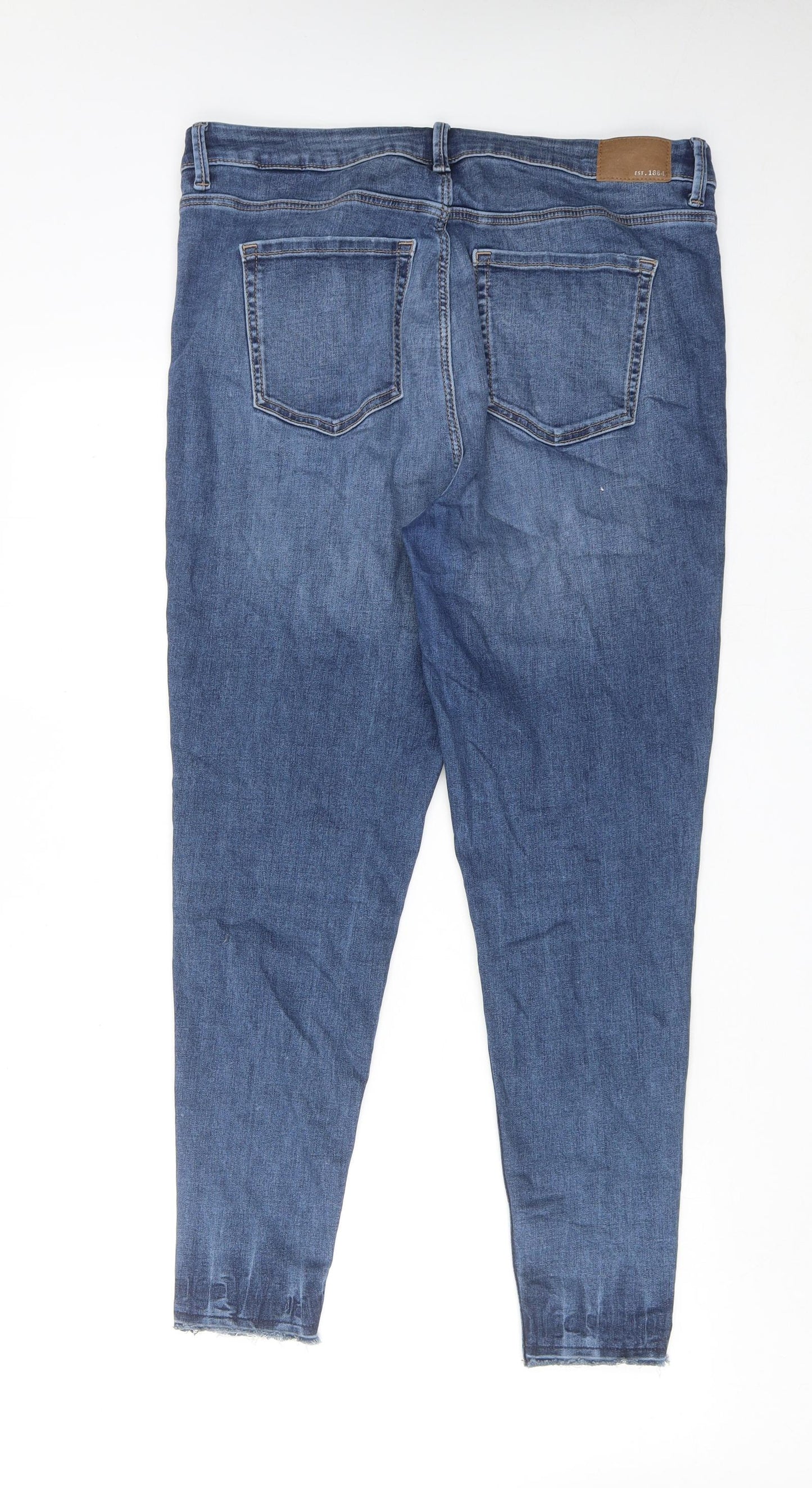 Marks and Spencer Womens Blue Cotton Skinny Jeans Size 16 Regular Zip