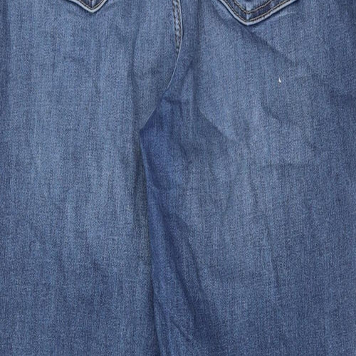Marks and Spencer Womens Blue Cotton Skinny Jeans Size 16 Regular Zip