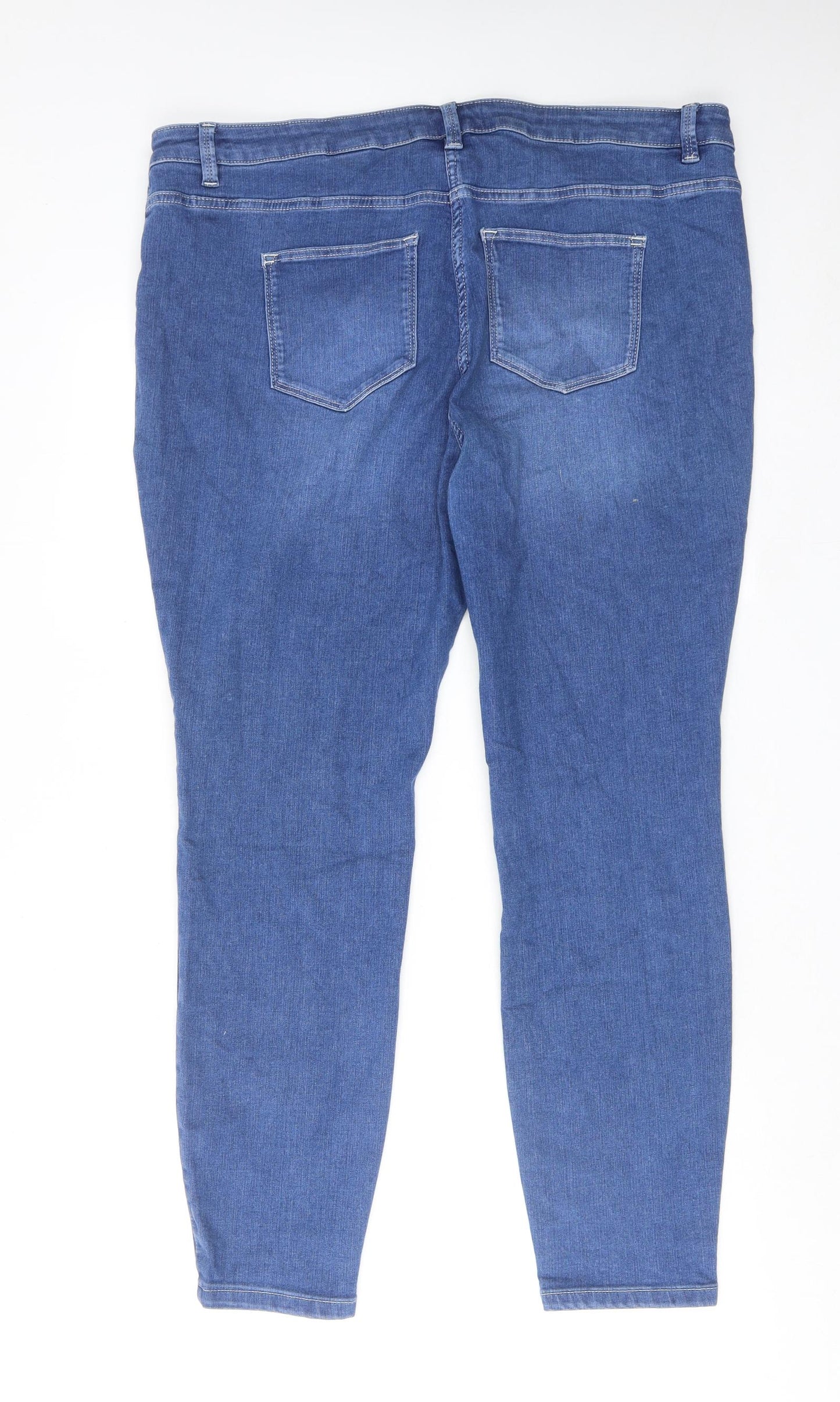 NEXT Womens Blue Cotton Skinny Jeans Size 20 Regular Zip