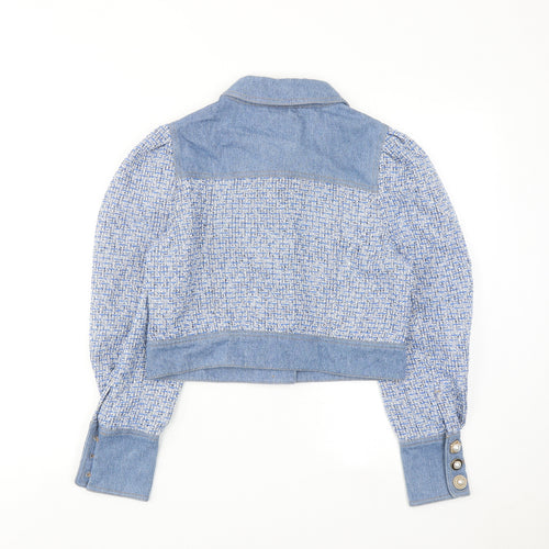 River Island Womens Blue Geometric Jacket Size 10 Button