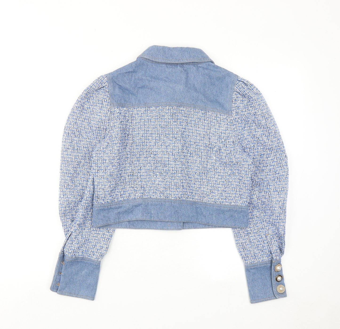 River Island Womens Blue Geometric Jacket Size 10 Button