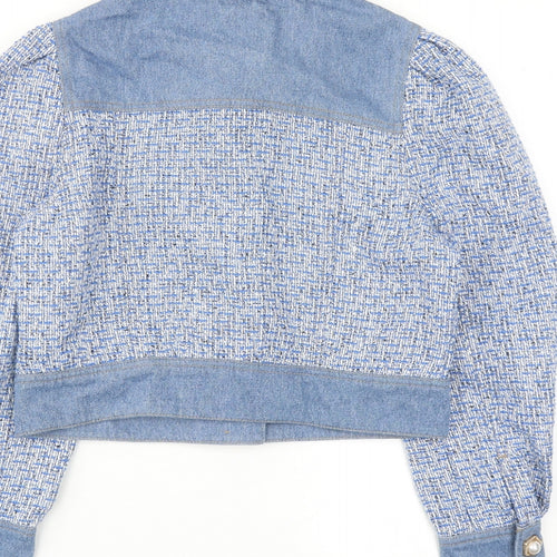 River Island Womens Blue Geometric Jacket Size 10 Button