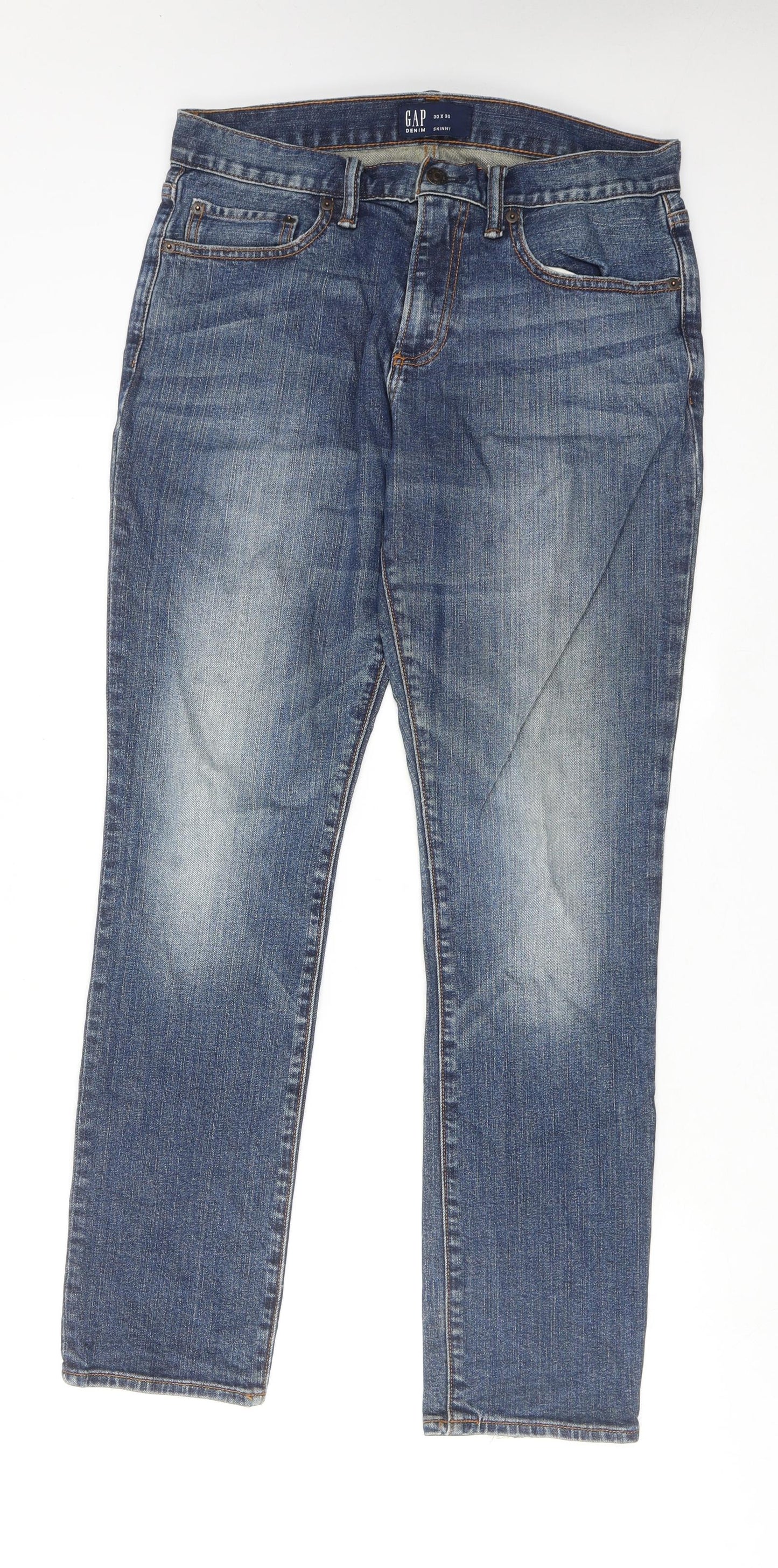 Gap Mens Blue Cotton Skinny Jeans Size 30 in L30 in Regular Zip