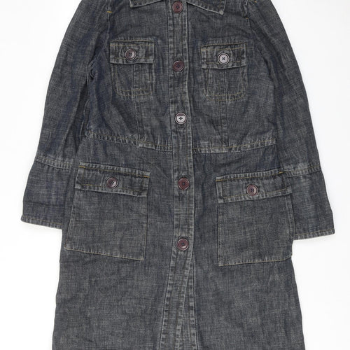 Dorothy Perkins Womens Blue Cotton Shirt Dress Size 18 Collared Button