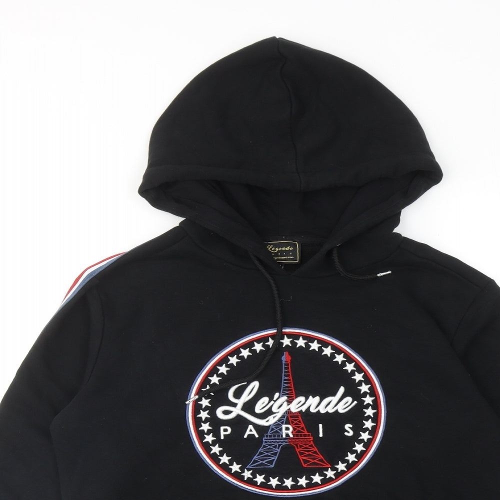 Legende Paris Mens Black Cotton Pullover Hoodie Size M