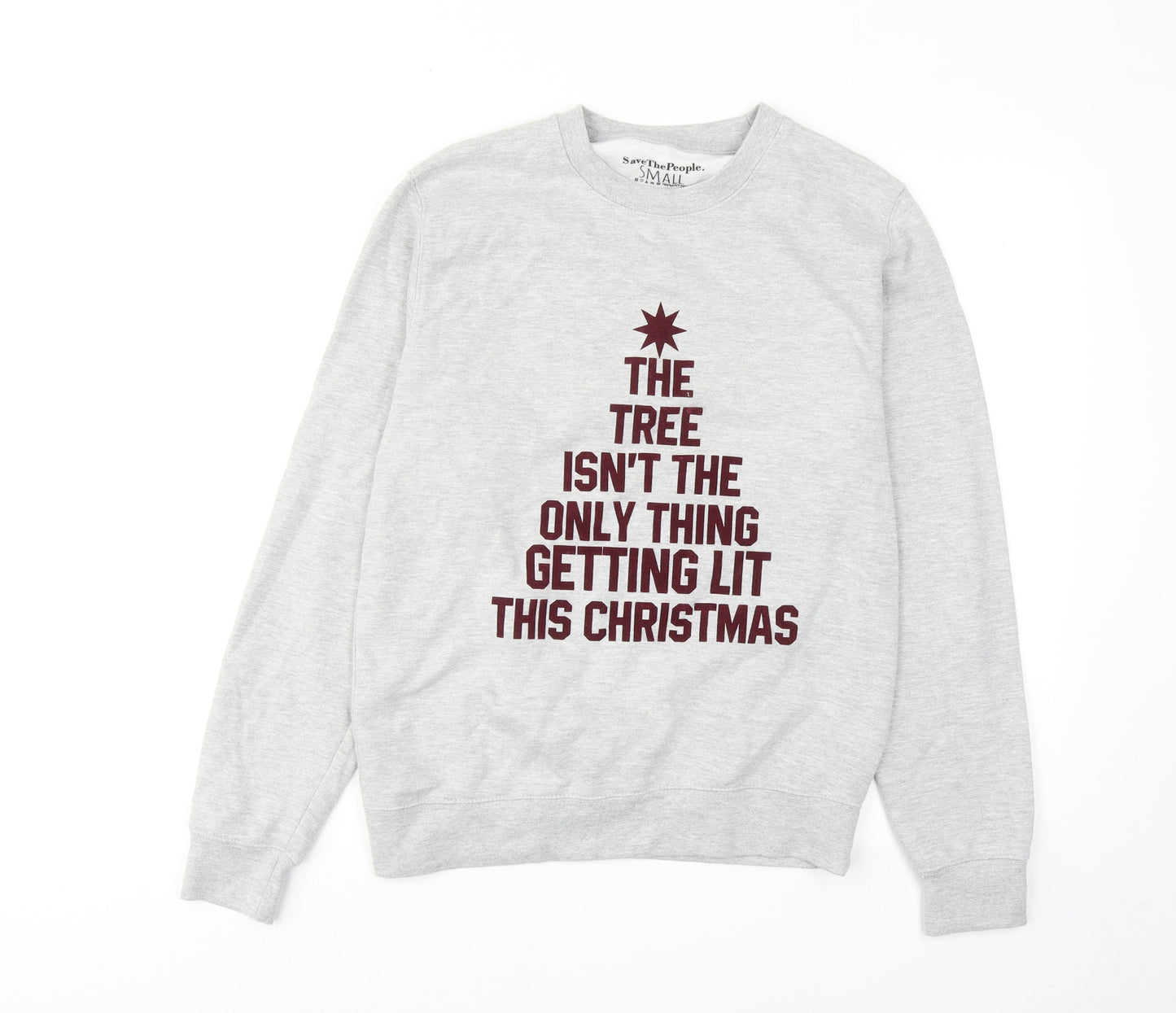 Save the People Womens Grey Cotton Pullover Sweatshirt Size S Pullover - Christmas