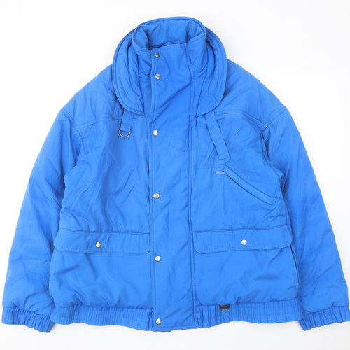 Rodeo Mens Blue Puffer Jacket Jacket Size L Zip