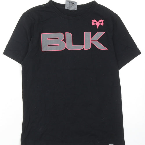 BLK DNM Girls Black Cotton Basic T-Shirt Size 12 Years Round Neck Pullover - BLK