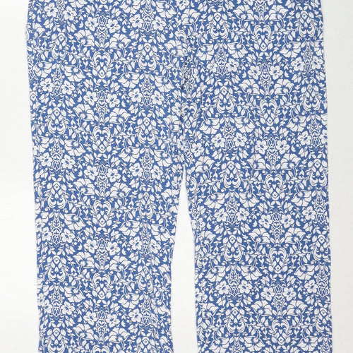 Anna Rose Womens Blue Floral Viscose Trousers Size 18 Regular