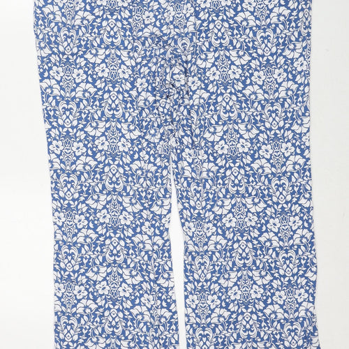 Anna Rose Womens Blue Floral Viscose Trousers Size 18 Regular
