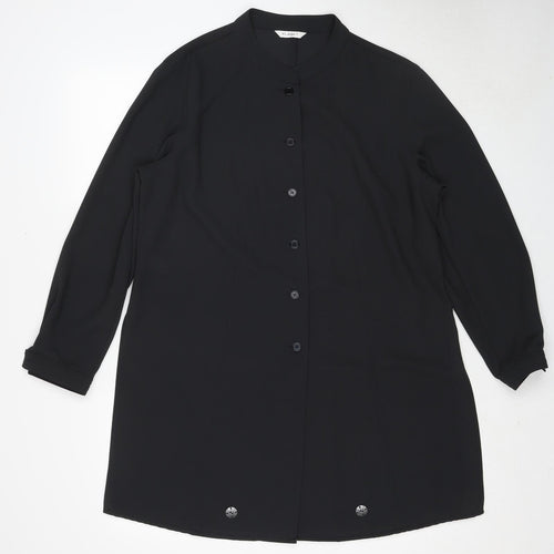 Planet Womens Black Polyester Basic Button-Up Size 18 V-Neck