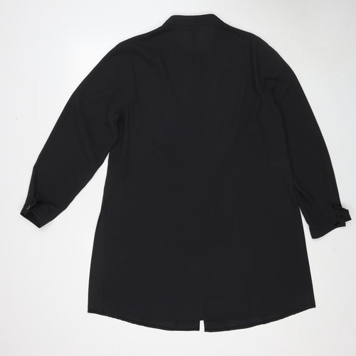 Planet Womens Black Polyester Basic Button-Up Size 18 V-Neck