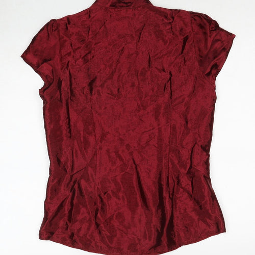 Marks and Spencer Womens Red Viscose Basic Button-Up Size 12 V-Neck