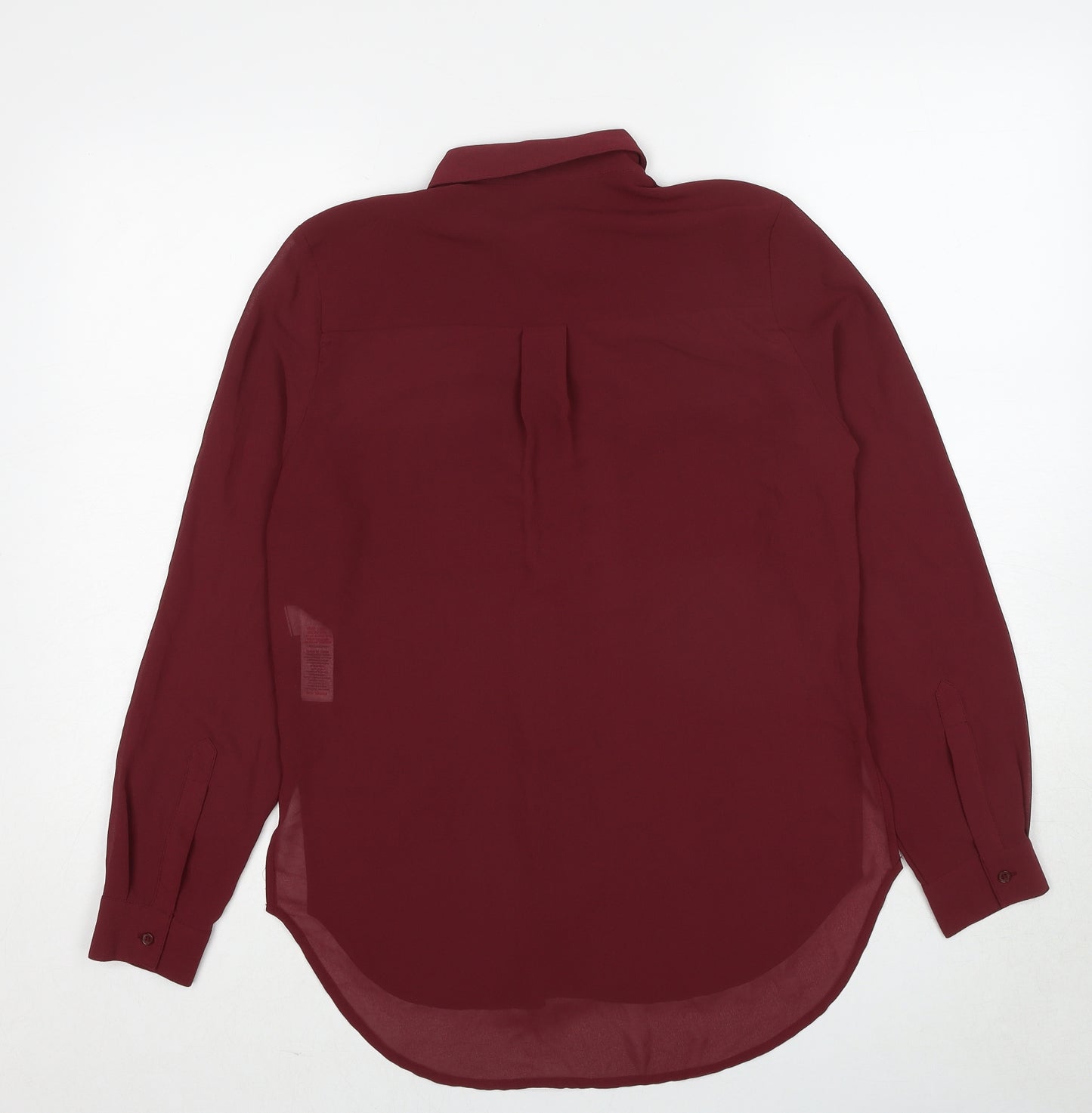 New Look Womens Red Polyester Basic Button-Up Size 8 Collared