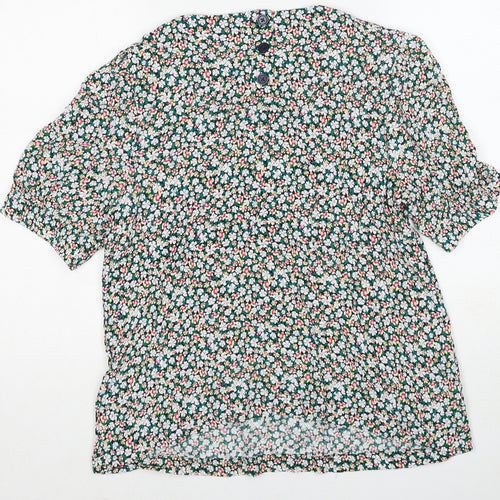 Marks and Spencer Womens Multicoloured Floral Viscose Basic Blouse Size 14 Round Neck