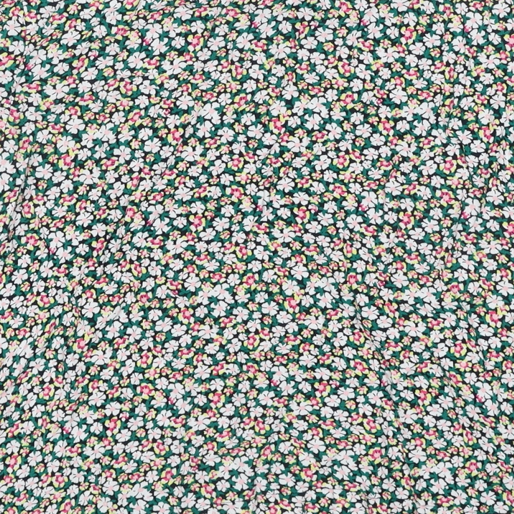 Marks and Spencer Womens Multicoloured Floral Viscose Basic Blouse Size 14 Round Neck