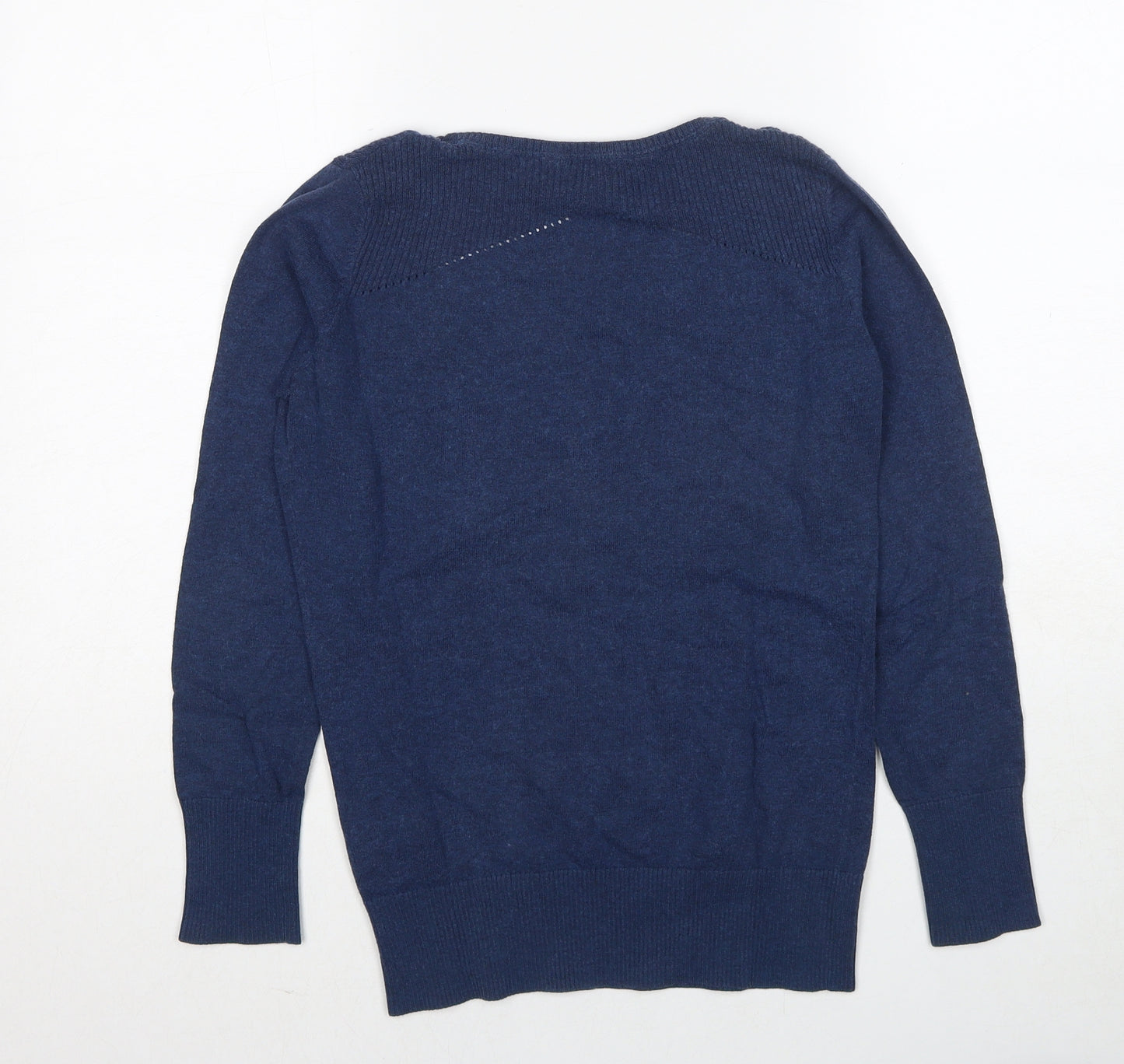 Fat Face Womens Blue V-Neck Cotton Pullover Jumper Size 10