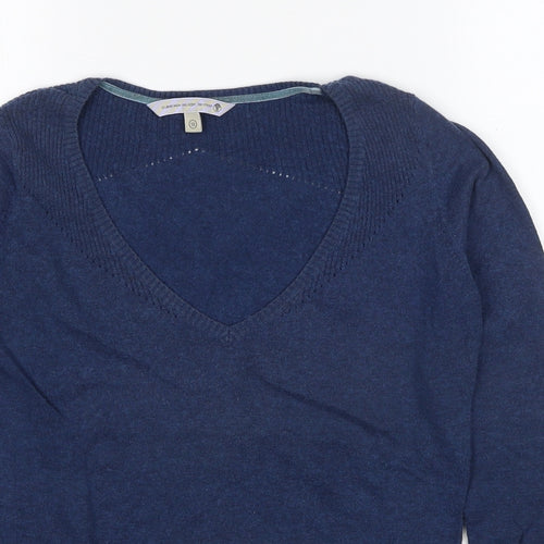 Fat Face Womens Blue V-Neck Cotton Pullover Jumper Size 10