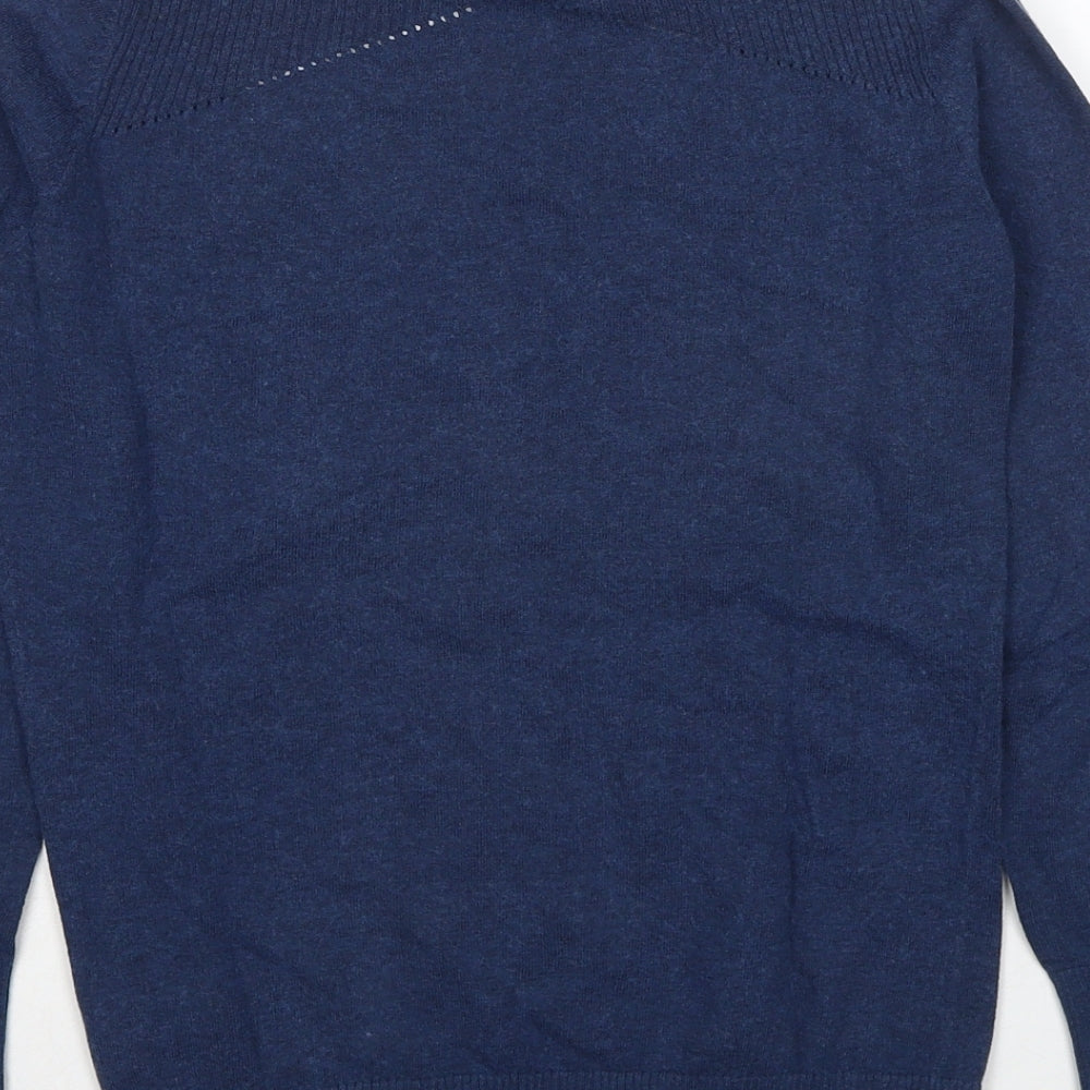 Fat Face Womens Blue V-Neck Cotton Pullover Jumper Size 10