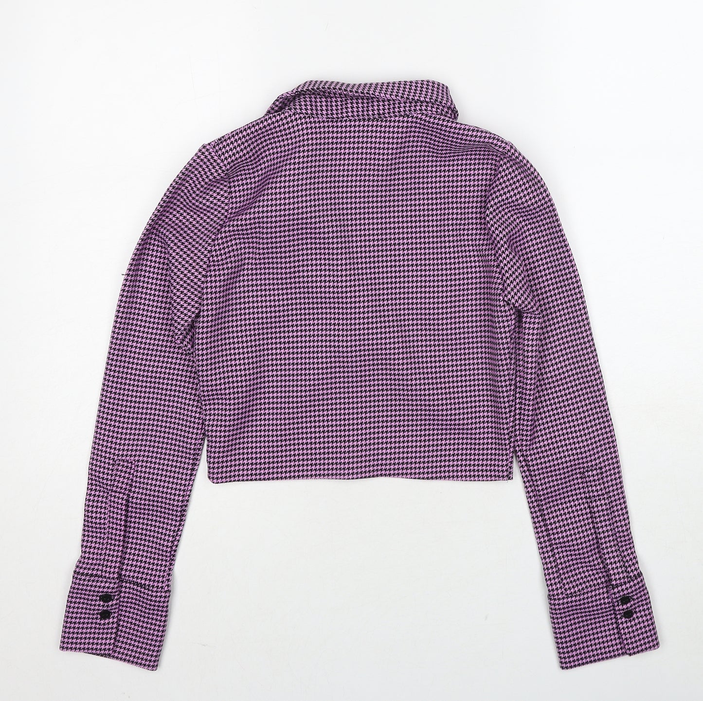 Zara Womens Pink Geometric Polyester Basic Blouse Size XS Collared