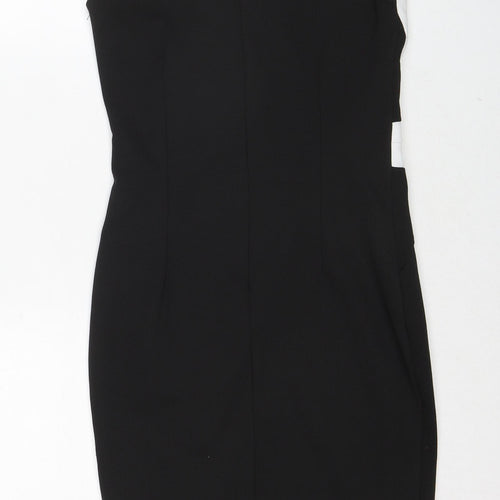 Lipsy Womens Black Floral Polyester Shift Size 10 V-Neck Zip