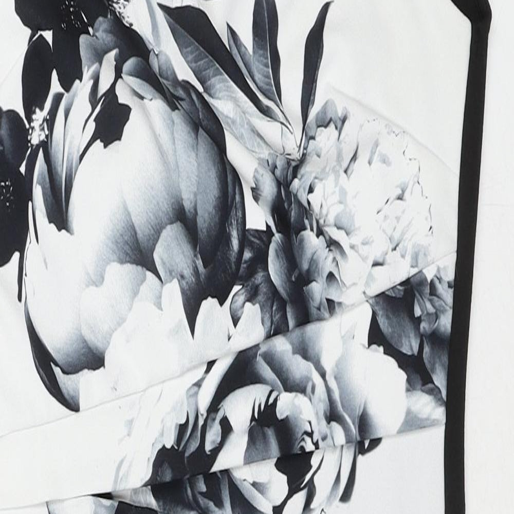 Lipsy Womens Black Floral Polyester Shift Size 10 V-Neck Zip