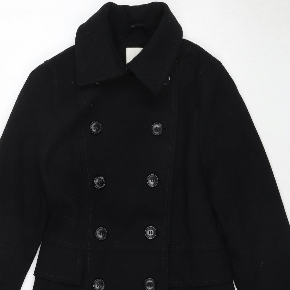 H&M Womens Black Pea Coat Coat Size 6 Button
