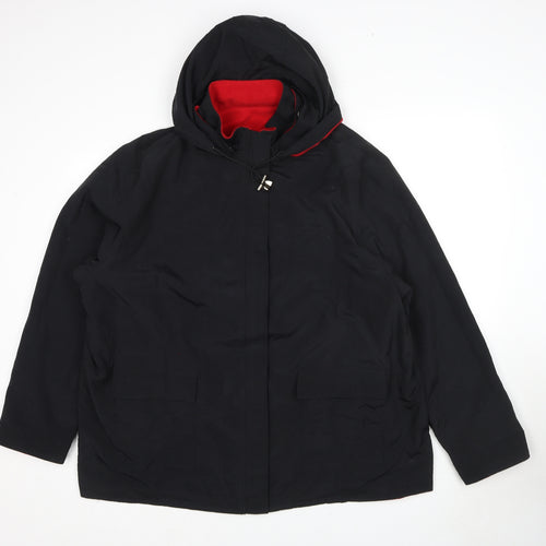 Bonmarché Womens Black Rain Coat Coat Size 18 Zip - Size 18-20
