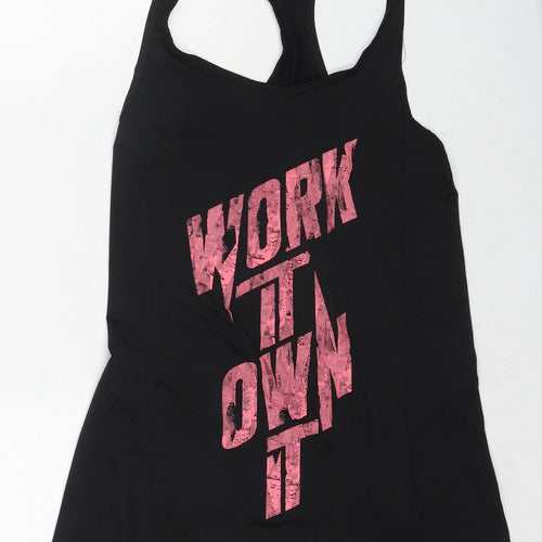 DECATHLON Womens Black Polyester Camisole Tank Size 8 Round Neck Pullover - Work it own it