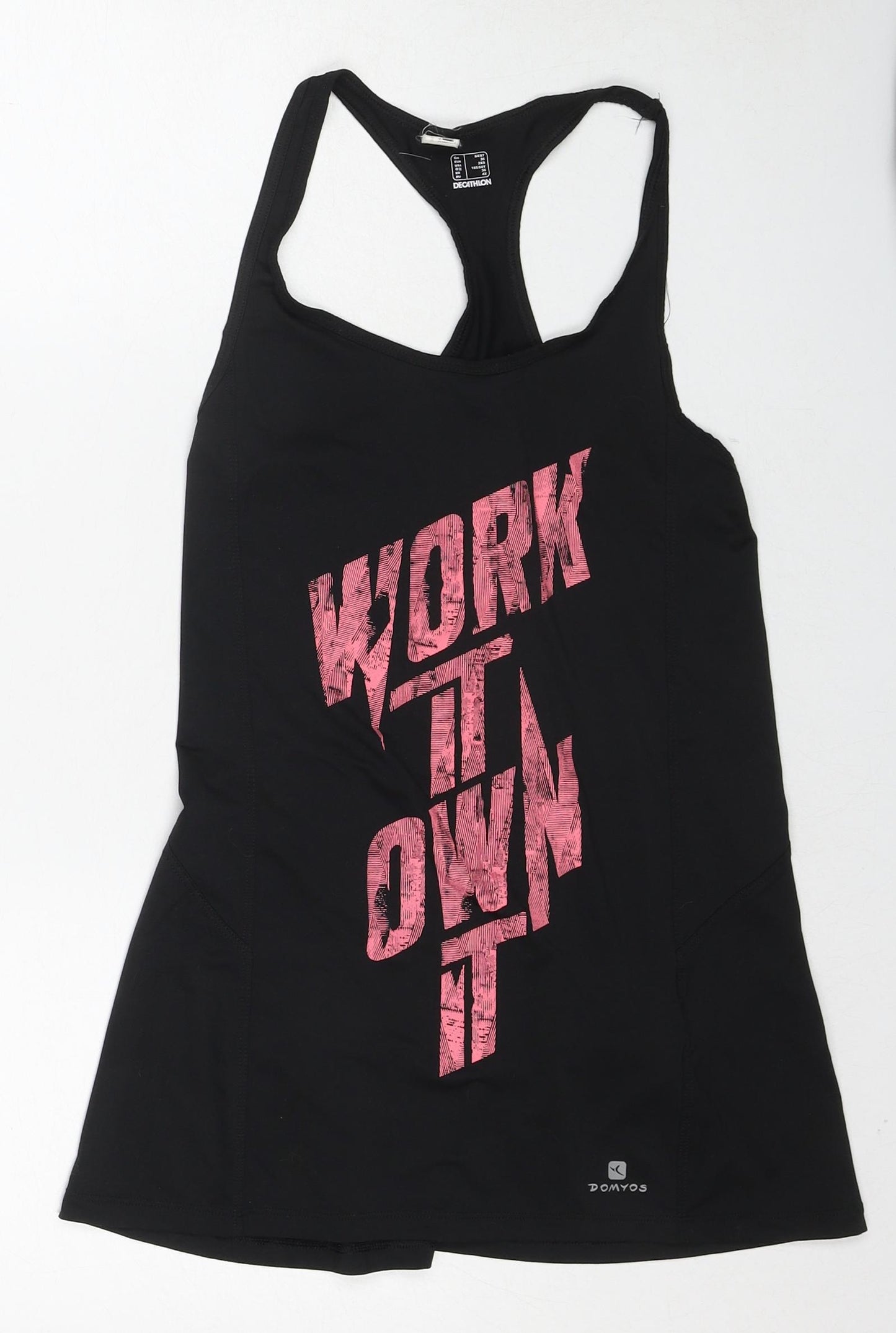 DECATHLON Womens Black Polyester Camisole Tank Size 8 Round Neck Pullover - Work it own it