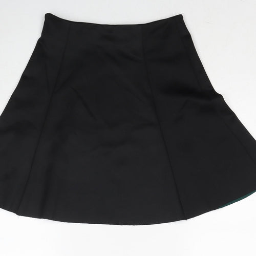 John Lewis Womens Black Polyester Swing Skirt Size 8 Zip