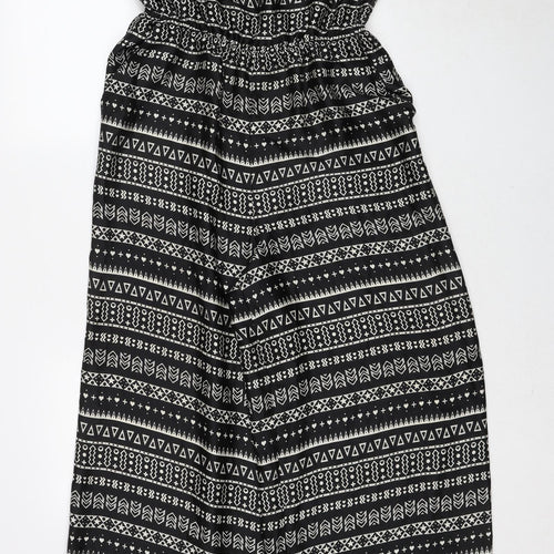 H&M Womens Black Geometric Polyester Jumpsuit One-Piece Size 14 Pullover