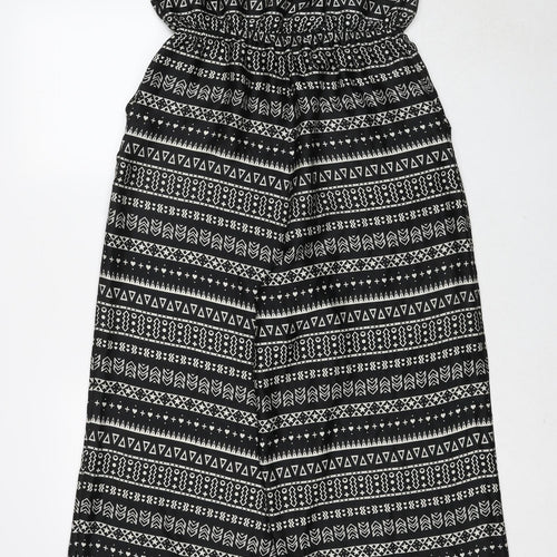 H&M Womens Black Geometric Polyester Jumpsuit One-Piece Size 14 Pullover