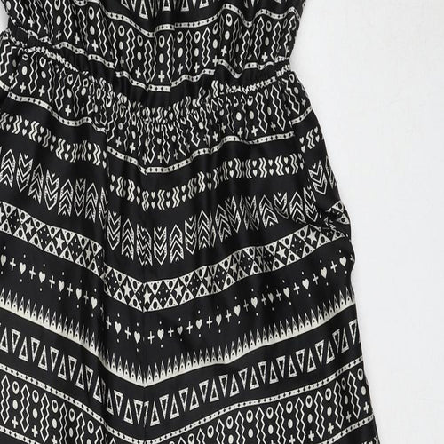 H&M Womens Black Geometric Polyester Jumpsuit One-Piece Size 14 Pullover