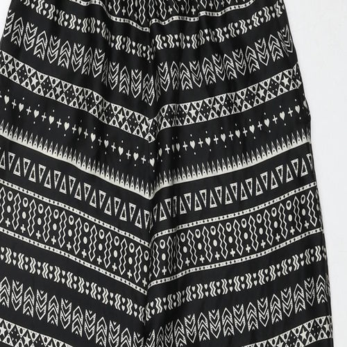 H&M Womens Black Geometric Polyester Jumpsuit One-Piece Size 14 Pullover