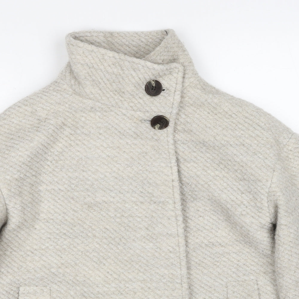 Marks and Spencer Womens Ivory Overcoat Coat Size XS Zip