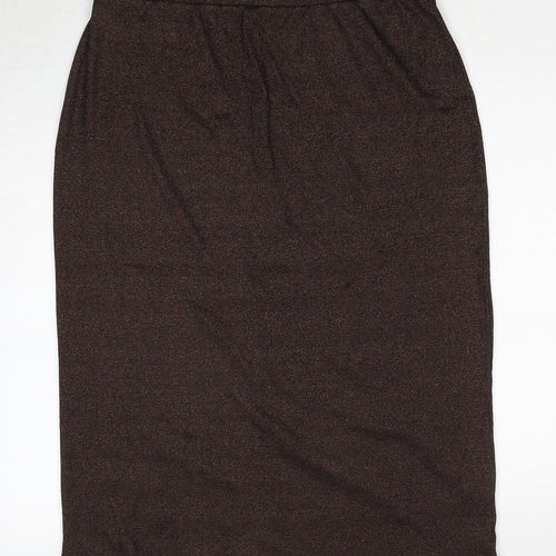 Marks and Spencer Womens Brown Cotton A-Line Skirt Size 16