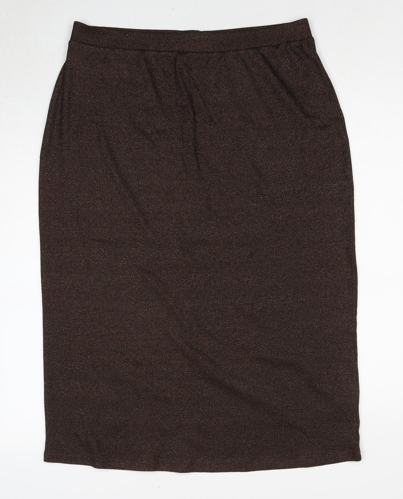 Marks and Spencer Womens Brown Cotton A-Line Skirt Size 16