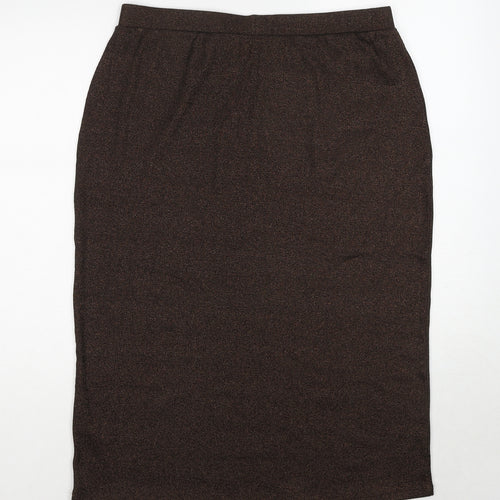 Marks and Spencer Womens Brown Cotton A-Line Skirt Size 16
