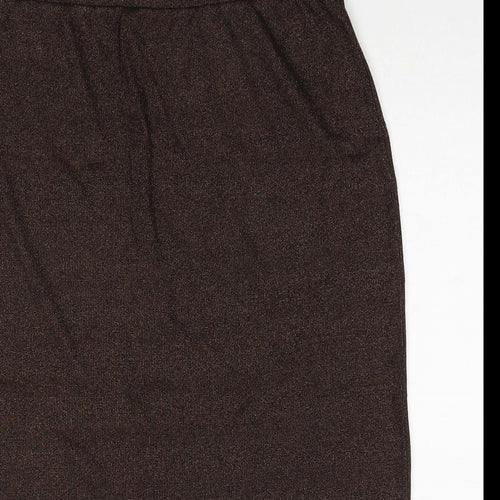 Marks and Spencer Womens Brown Cotton A-Line Skirt Size 16