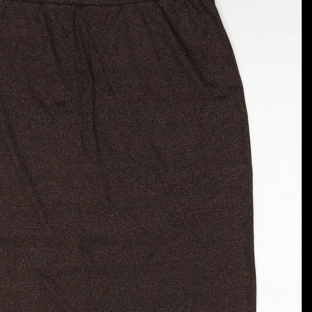 Marks and Spencer Womens Brown Cotton A-Line Skirt Size 16