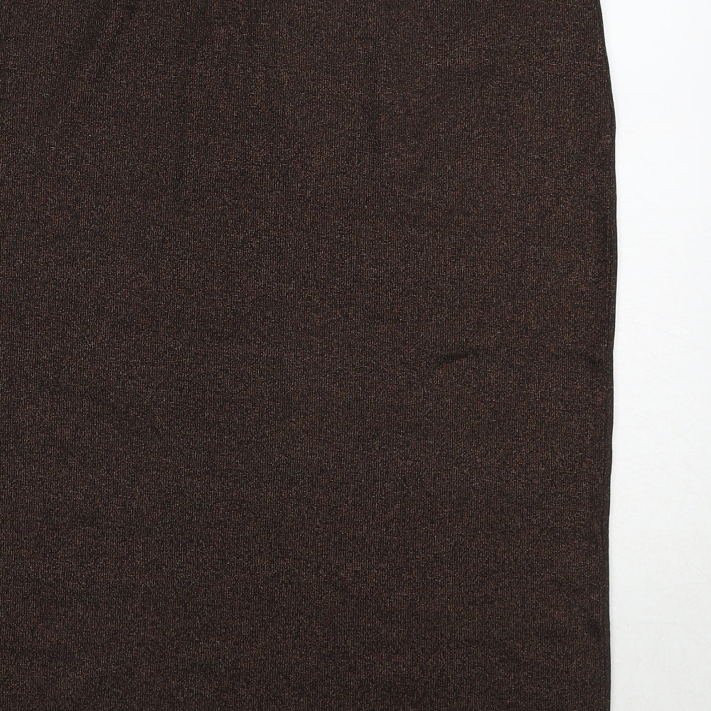 Marks and Spencer Womens Brown Cotton A-Line Skirt Size 16