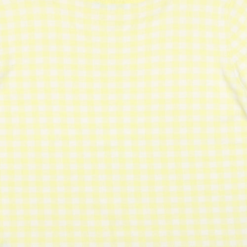 Marks and Spencer Womens Yellow Round Neck Check Viscose Pullover Jumper Size 16